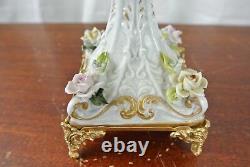 Cre Art Doré à or Fin Dorato Italian Cut Glass Bowl Porcelain Pedestal