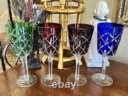 Crystal Clear Industries Cut To Clear Bohemian 4 Pcs Water Wine Stemmed Goblets
