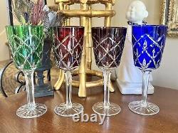 Crystal Clear Industries Cut To Clear Bohemian 4 Pcs Water Wine Stemmed Goblets
