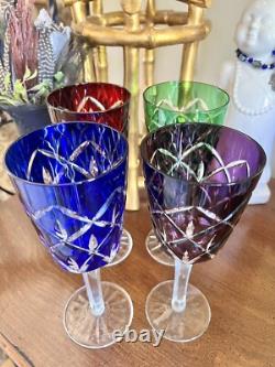 Crystal Clear Industries Cut To Clear Bohemian 4 Pcs Water Wine Stemmed Goblets