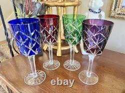 Crystal Clear Industries Cut To Clear Bohemian 4 Pcs Water Wine Stemmed Goblets