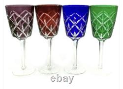 Crystal Clear Industries Cut To Clear Bohemian 4 Pcs Water Wine Stemmed Goblets