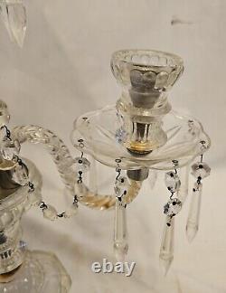 Crystal Cut Glass Gerondels Table Candelabra Circa 1930s