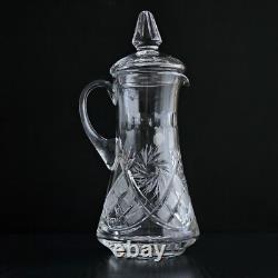 Crystal Drinking Set 50 oz Pitcher & 6 Glasses, Hand-Cut Neman Glassworks