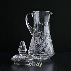 Crystal Drinking Set 50 oz Pitcher & 6 Glasses, Hand-Cut Neman Glassworks