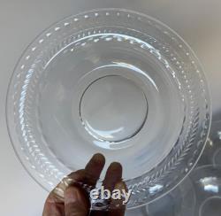 Crystal Glass Clear Cut Laurel Pattern Rimmed Soup Bowls Rare Set Of 9 Nine Crystal Glass Clear Cut Laurel Pattern Rimmed Soup Bowls Rare Set Of 9 Nine