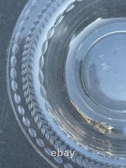 Crystal Glass Clear Cut Laurel Pattern Rimmed Soup Bowls Rare Set Of 9 Nine Crystal Glass Clear Cut Laurel Pattern Rimmed Soup Bowls Rare Set Of 9 Nine