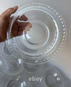 Crystal Glass Clear Cut Laurel Pattern Rimmed Soup Bowls Rare Set Of 9 Nine Crystal Glass Clear Cut Laurel Pattern Rimmed Soup Bowls Rare Set Of 9 Nine
