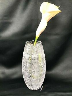 Crystal Glass Vase 10 Centerpiece Bud Vase Hand Cut Bohemia Crystal NEW