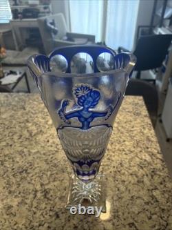 Crystal Glass Vase with Footed Cut
