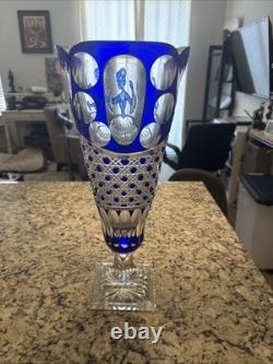 Crystal Glass Vase with Footed Cut