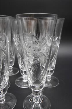 Crystal Glasses Pilsner Atomic Pinwheel Deep Hand Cut Set Of 8 9