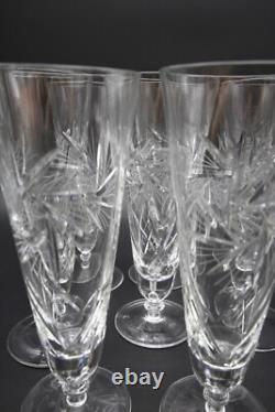 Crystal Glasses Pilsner Atomic Pinwheel Deep Hand Cut Set Of 8 9