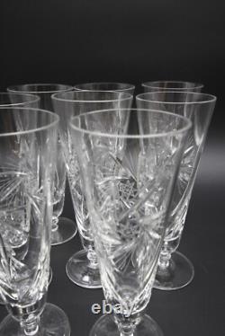 Crystal Glasses Pilsner Atomic Pinwheel Deep Hand Cut Set Of 8 9