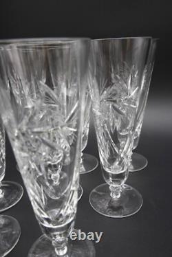 Crystal Glasses Pilsner Atomic Pinwheel Deep Hand Cut Set Of 8 9