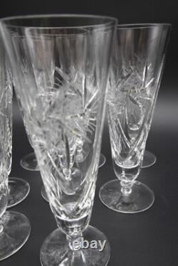 Crystal Glasses Pilsner Atomic Pinwheel Deep Hand Cut Set Of 8 9