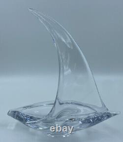 Crystal Sailboat Bowl. Artist's name illegible (See pictures to determine)