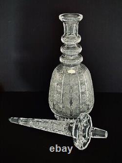 Crystal Spire Decanter Large Bar Liquor Hand Cut Glass Bavaria Germany Rare Vtg