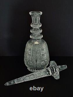 Crystal Spire Decanter Large Bar Liquor Hand Cut Glass Bavaria Germany Rare Vtg