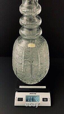 Crystal Spire Decanter Large Bar Liquor Hand Cut Glass Bavaria Germany Rare Vtg