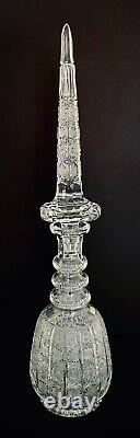 Crystal Spire Decanter Large Bar Liquor Hand Cut Glass Bavaria Germany Rare Vtg