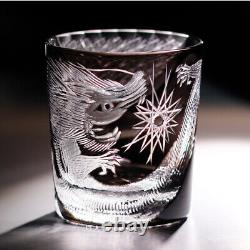 Crystal Whisky Glass Hand Cut Luck Loong Pattern Glass High-end Gift 300ml