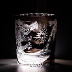 Crystal Whisky Glass Hand Cut Luck Loong Pattern Glass High-end Gift 300ml
