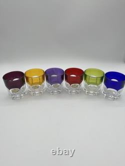 Crystal de Paris Nicole Cut Crystal Rocks Glasses Set of 6 Colors withBox France