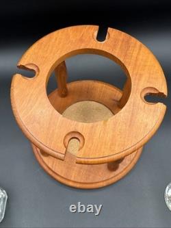 Crystal white wine glass decanter & Caddy Set 4 Nachtmann Cut To Clear, Teakwood