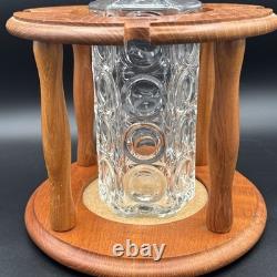 Crystal white wine glass decanter & Caddy Set 4 Nachtmann Cut To Clear, Teakwood