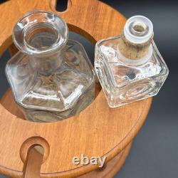 Crystal white wine glass decanter & Caddy Set 4 Nachtmann Cut To Clear, Teakwood