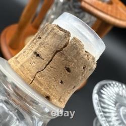 Crystal white wine glass decanter & Caddy Set 4 Nachtmann Cut To Clear, Teakwood