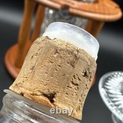 Crystal white wine glass decanter & Caddy Set 4 Nachtmann Cut To Clear, Teakwood