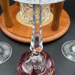 Crystal white wine glass decanter & Caddy Set 4 Nachtmann Cut To Clear, Teakwood