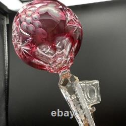 Crystal white wine glass decanter & Caddy Set 4 Nachtmann Cut To Clear, Teakwood