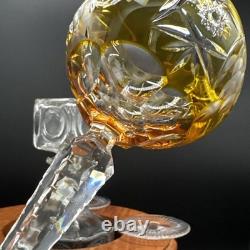 Crystal white wine glass decanter & Caddy Set 4 Nachtmann Cut To Clear, Teakwood