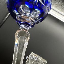 Crystal white wine glass decanter & Caddy Set 4 Nachtmann Cut To Clear, Teakwood