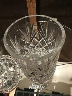 Cut Crystal Biscuit Barrel Jar / Fan Diamond cuts Bohemia Crystal 24% Czech Rep