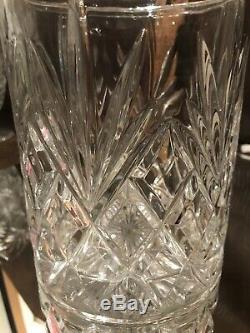 Cut Crystal Biscuit Barrel Jar / Fan Diamond cuts Bohemia Crystal 24% Czech Rep