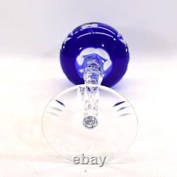 Cut Crystal Bohemian Stemware Grapes Wine glass Cobalt Blue / Clear Set of 4