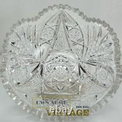 Cut Crystal Bowl with Large Starburst Pattern and Sawtooth Rim