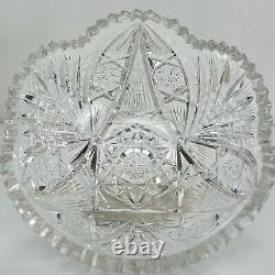 Cut Crystal Bowl with Large Starburst Pattern and Sawtooth Rim