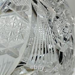 Cut Crystal Bowl with Large Starburst Pattern and Sawtooth Rim