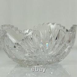 Cut Crystal Bowl with Large Starburst Pattern and Sawtooth Rim