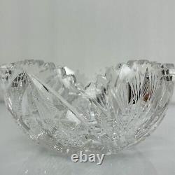 Cut Crystal Bowl with Large Starburst Pattern and Sawtooth Rim