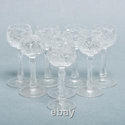 Cut Crystal Cordial Glasses Zipper Stem Hobstar Fan Diamond 4 Unmarked Set of 8