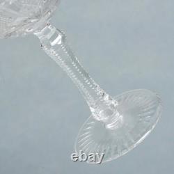 Cut Crystal Cordial Glasses Zipper Stem Hobstar Fan Diamond 4 Unmarked Set of 8