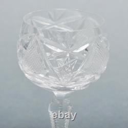 Cut Crystal Cordial Glasses Zipper Stem Hobstar Fan Diamond 4 Unmarked Set of 8