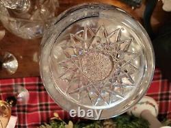 Cut Crystal Glass Covered Punch Bowl 14 Stars Pinwheel Large Biscuit Jar