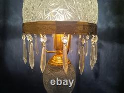 Cut Crystal Glass Lamp 26 OAH American Antique Parlor Lamp Style
